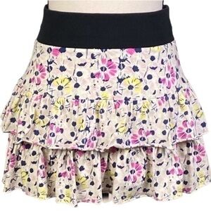 FREE PEOPLE 2-tiered, ruffled, elastic waist, stretchy miniskirt. Small. EUC